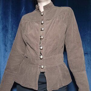 Vintage 90s preppy Cherokee military brown corduroy jacket with gold buttons